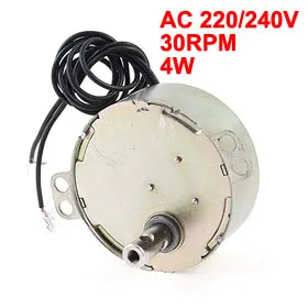 Синхронный Мотор UXCELL 1 шт. 220/240 в 3AC 30 об/мин 4 Вт CCW/CW двусторонний