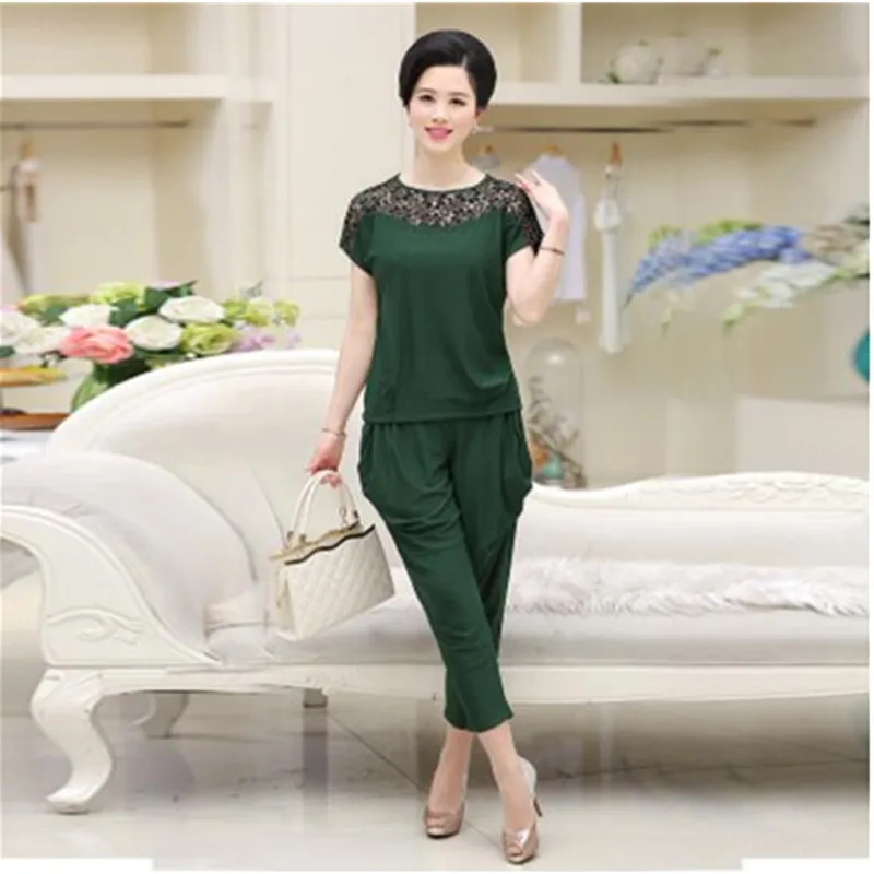 Летний костюм с короткими рукавами для женщин среднего возраста футболка мамы