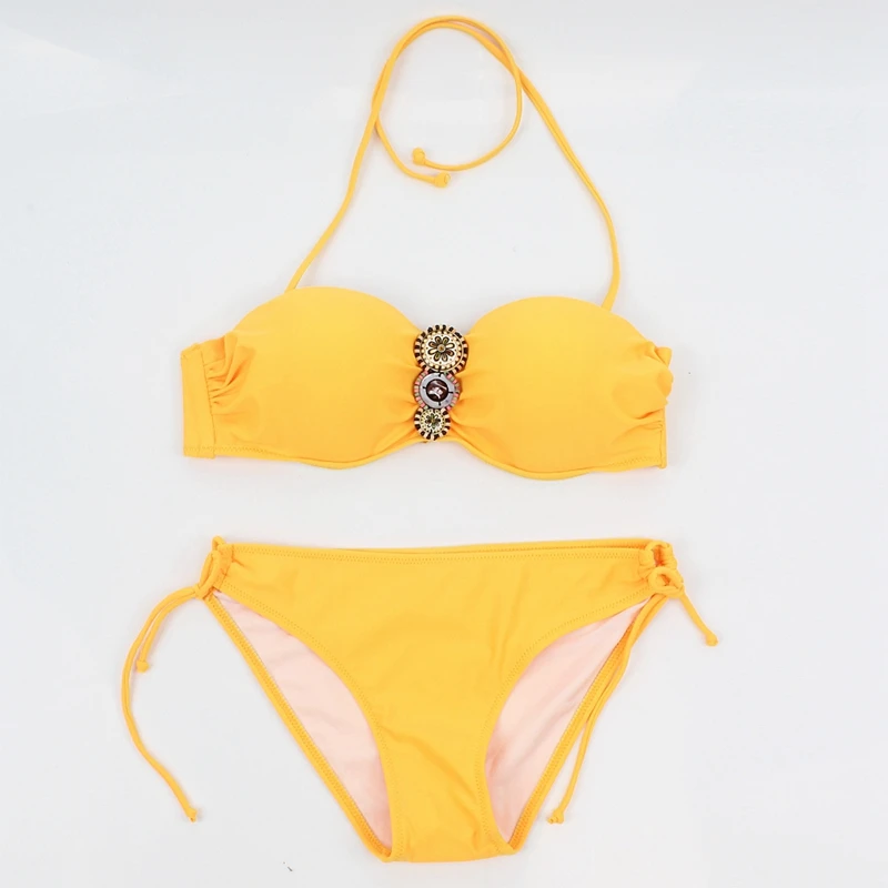 SWIMMART 2017 Sexy Bikinis Swimsuit Женщин Купальники Короткий Топ Холтер кнопка Бразильской