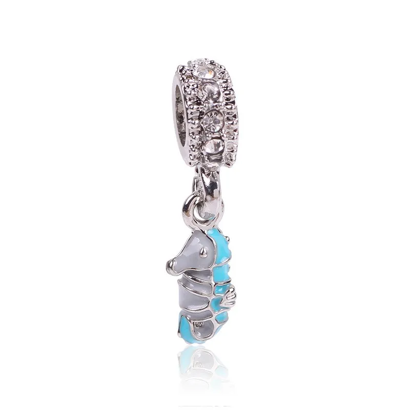 BB037 Dodocharms серебряный цвет Европейский кисточки морской конек замок Бабочка Ангел бусины для Pandora Браслеты и ожерелья - Цвет: BB037