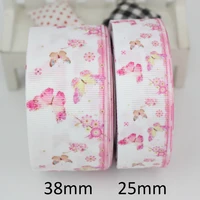 pink butterfly printed grosgrain ribbon wedding party decoration invitation card gift wrapping scrapbooking supplies riband