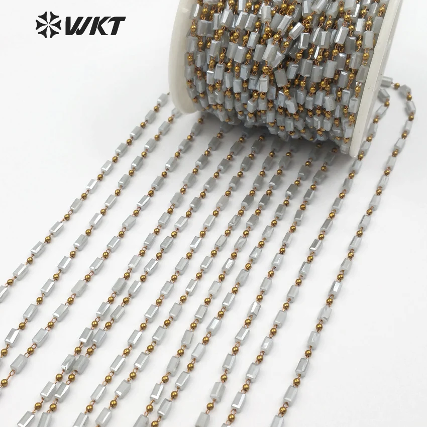 WT-RBC078 WKT сланцевый серый цвет Розария Хрустальная цепочка на заказ ручная работа