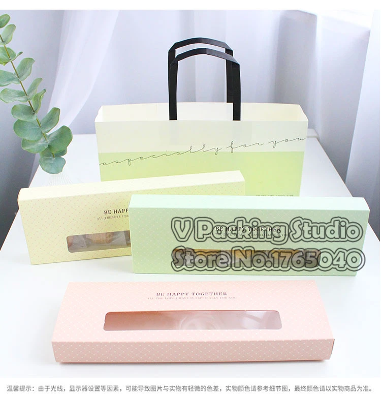 Упаковочная коробка для печенья бумажная хранения тортов с прозрачным окошком