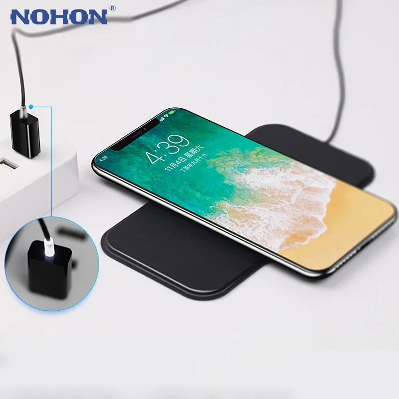 Беспроводное зарядное устройство NOHON Qi для iPhone X 8 Plus Samsung S8 S7 S6 Note 5 LG Nexus 7 Nokia HTC Sony