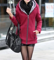 women sweatshirts autumn winter casual loose warm hoodies outwear long sleeve zipper coat female top