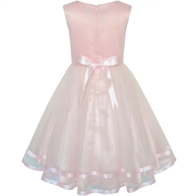 Flower Girl Dress Blush Belted Wedding Party Bridesmaid 2020 Summer Princess Dresses Kids Clothes Size 4-12 Carnival Vestidos | Детская