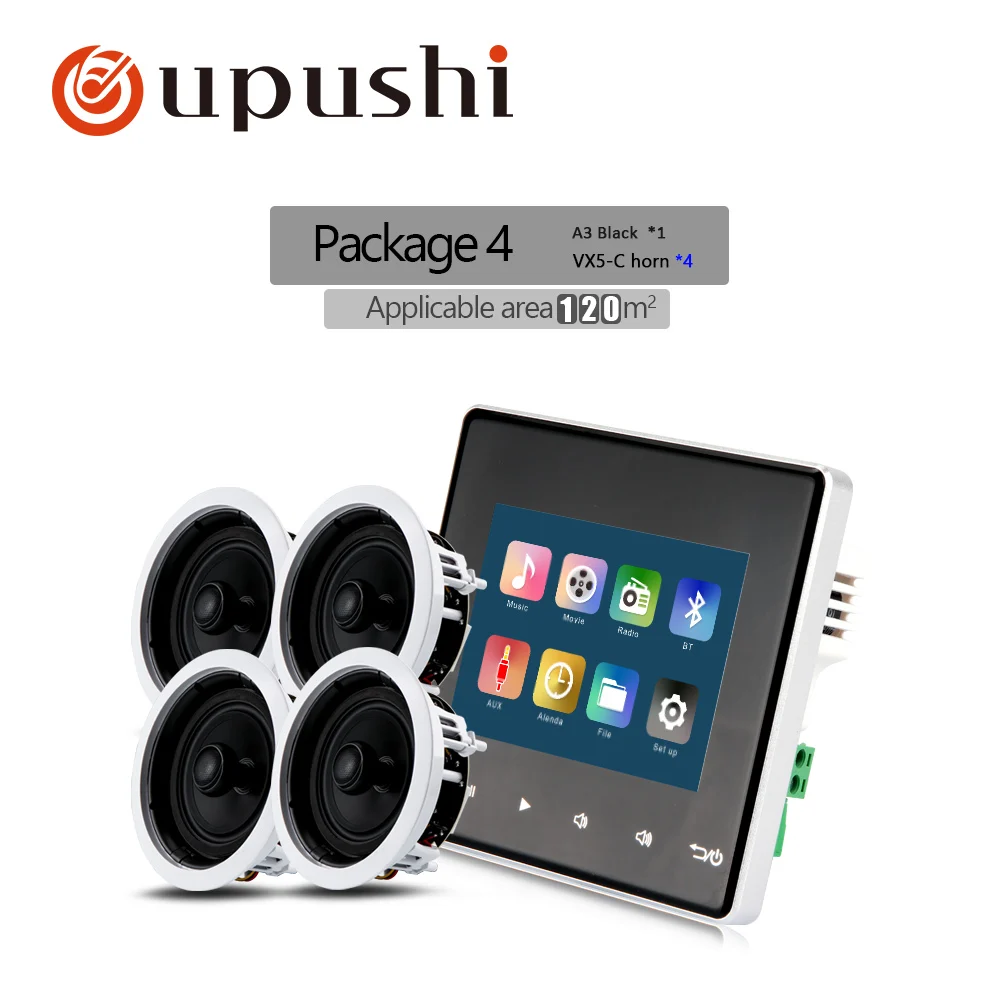 balck-4pcs 2,8 дюймов bluetooth настенный контроллер упуши умный дом аудио система 2*25 Вт Настенный усилитель 8ohm потолочный динамик с пультом дистанционного управления - Цвет: balck-4pcs