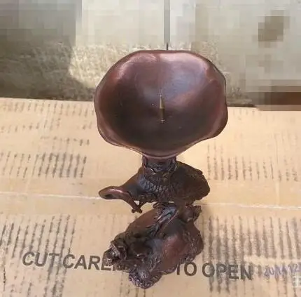 Китайская Золотая скульптура буддийская из бронзы подсвечник Статуя Дракона