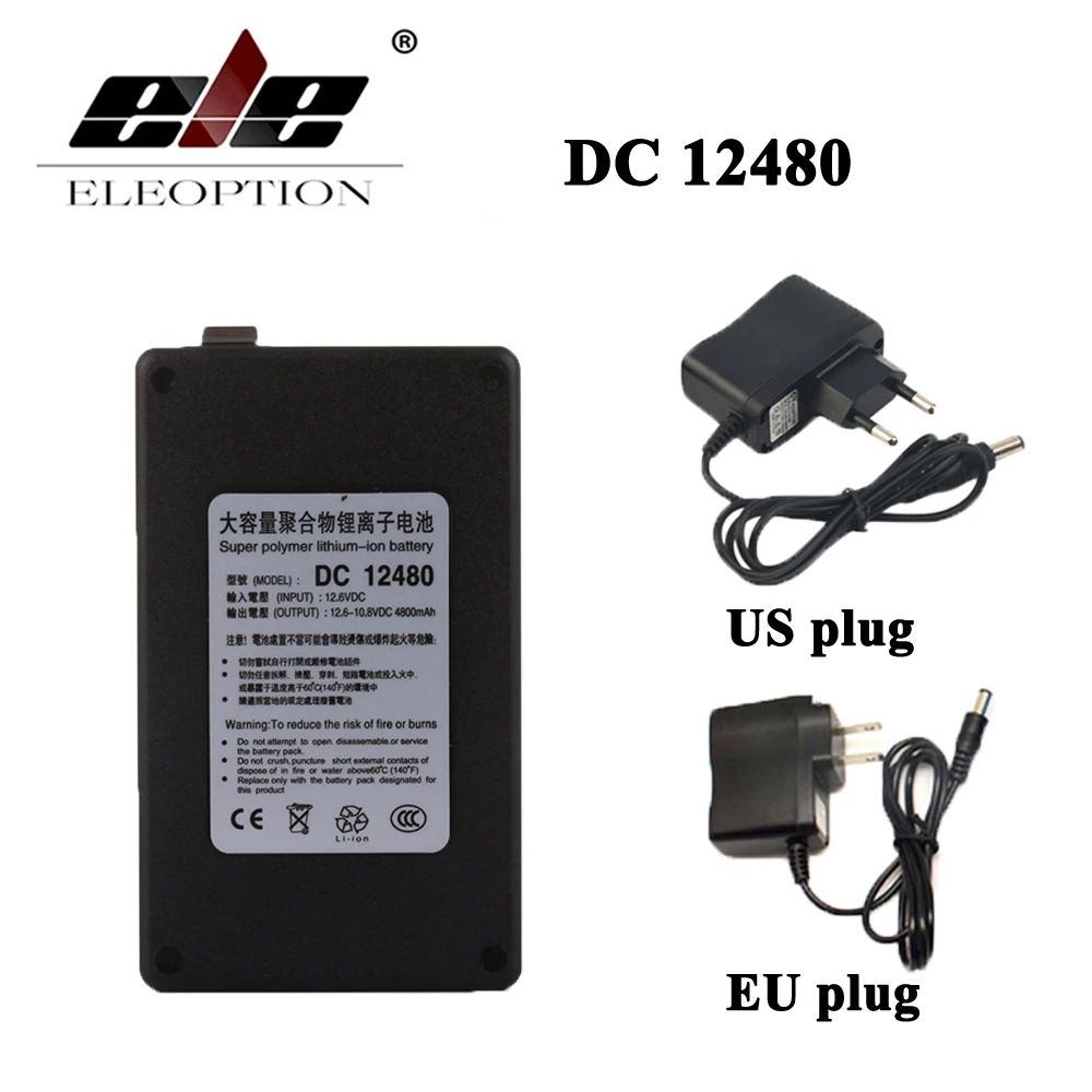 ELEOPTION Черный DC 12 В 4800 мАч 12480 перезаряжаемая портативная литий ионная батарея для
