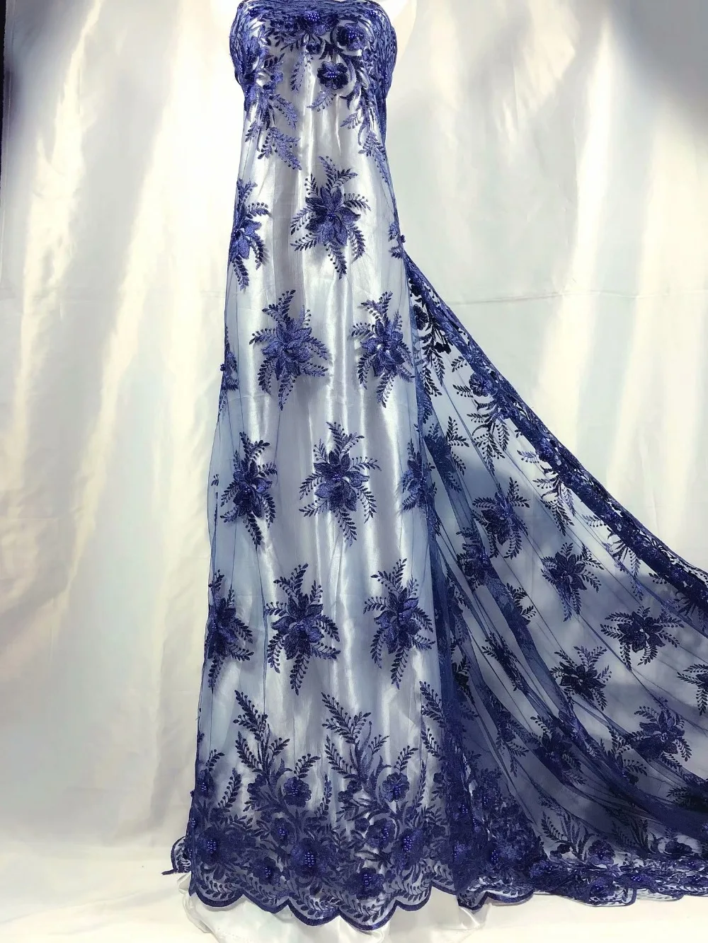 2018 Africa 3D Lace Fabric Latest Style African Embroidery Flower Beaded Women Wedding Dress | Дом и сад