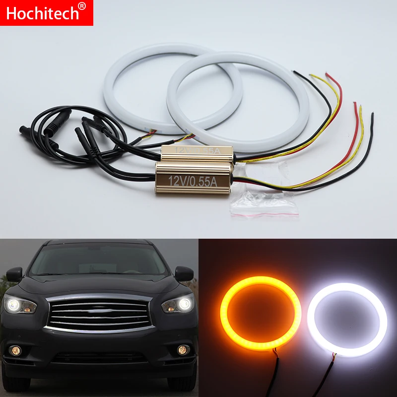 for Infiniti JX35 2011 2013 White & Amber Dual color Cotton LED Angel eyes kit halo ring DRL Turn signal light | Автомобили и