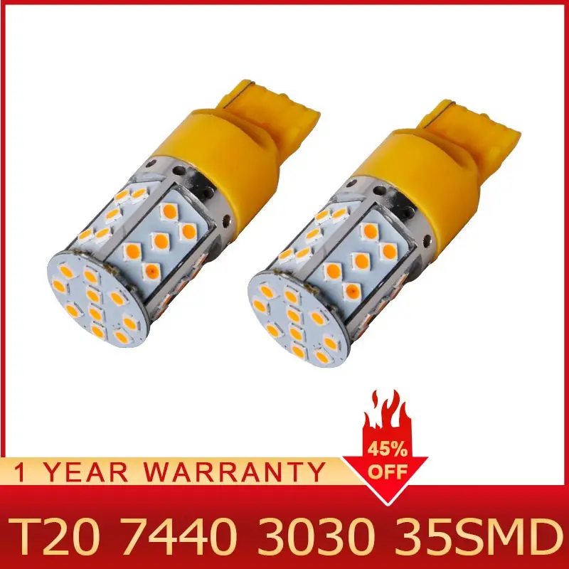 Roadot T20 7440 3030 35SMD нет Hyper Flash Canbus W21W желтый люсис привело para Авто поворотники для