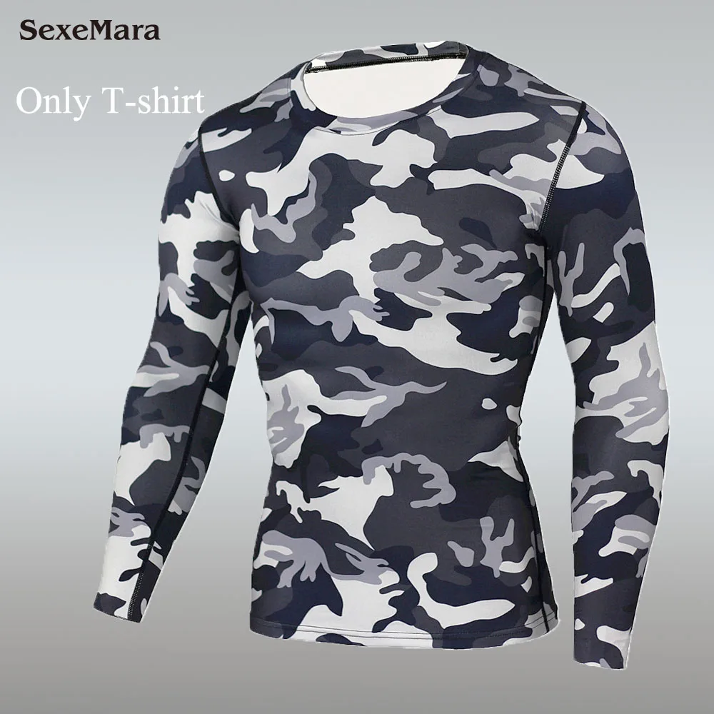Only T-shirt Мужские кальсоны, камуфляжное компрессионное термобелье, спортивные костюмы, Рашгард, колготки, спортивная одежда для бега, спортивная одежда для мужчин - Цвет: Only T-shirt
