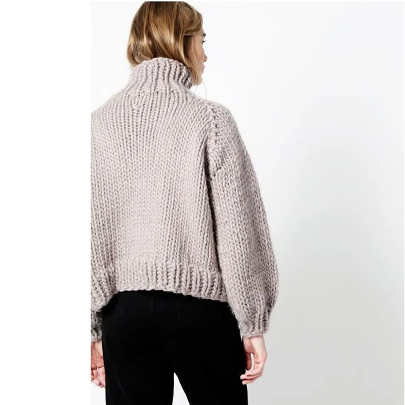 2018 Winter Streetwear Women's Sweater custom made Pure Hand-made 5XL Large size Thick Warm High-necked White | Женская одежда