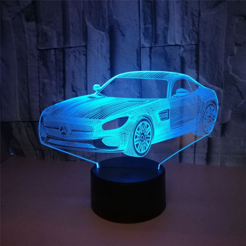 2018 удивительная 3D визуальная модель автомобиля Benz ночник 7 цветов изменение