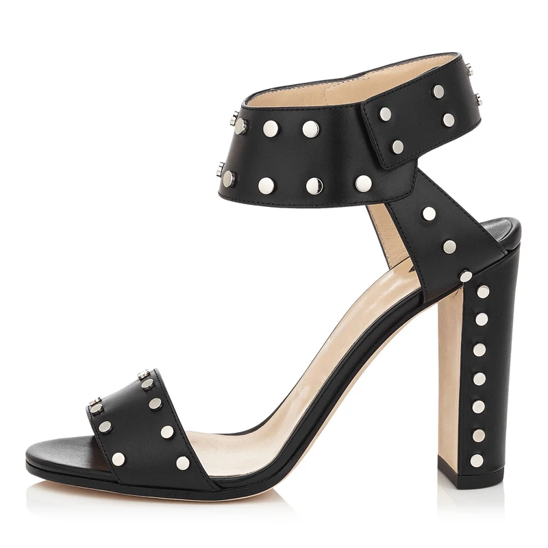 Лето 2019 модная женская обувь с металлическими украшениями Не сужающийся книзу