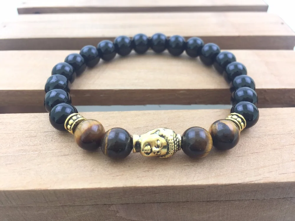 Браслеты Будды из натурального камня модные браслеты желтый тигровый глаз