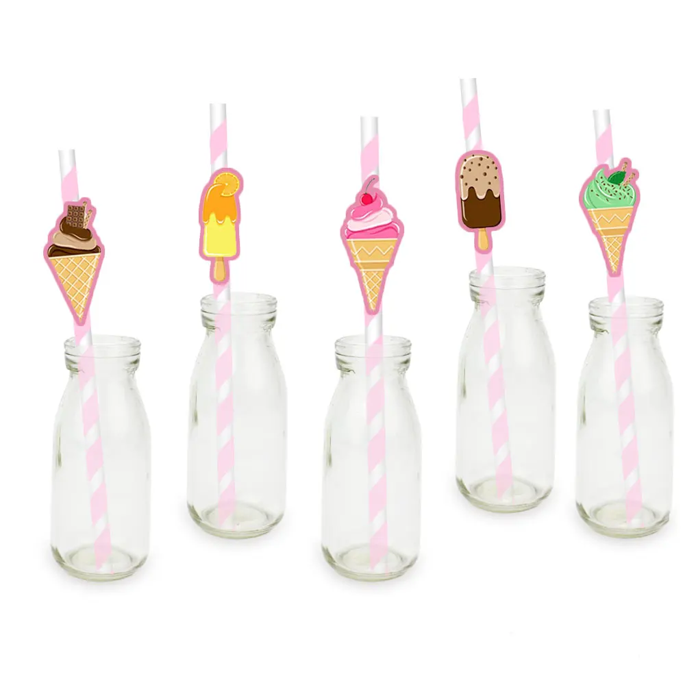 Ice cream Party Straw For Paper Straws Decoration Birthday Festive Supplies Drinking Event 25PCS | Дом и сад