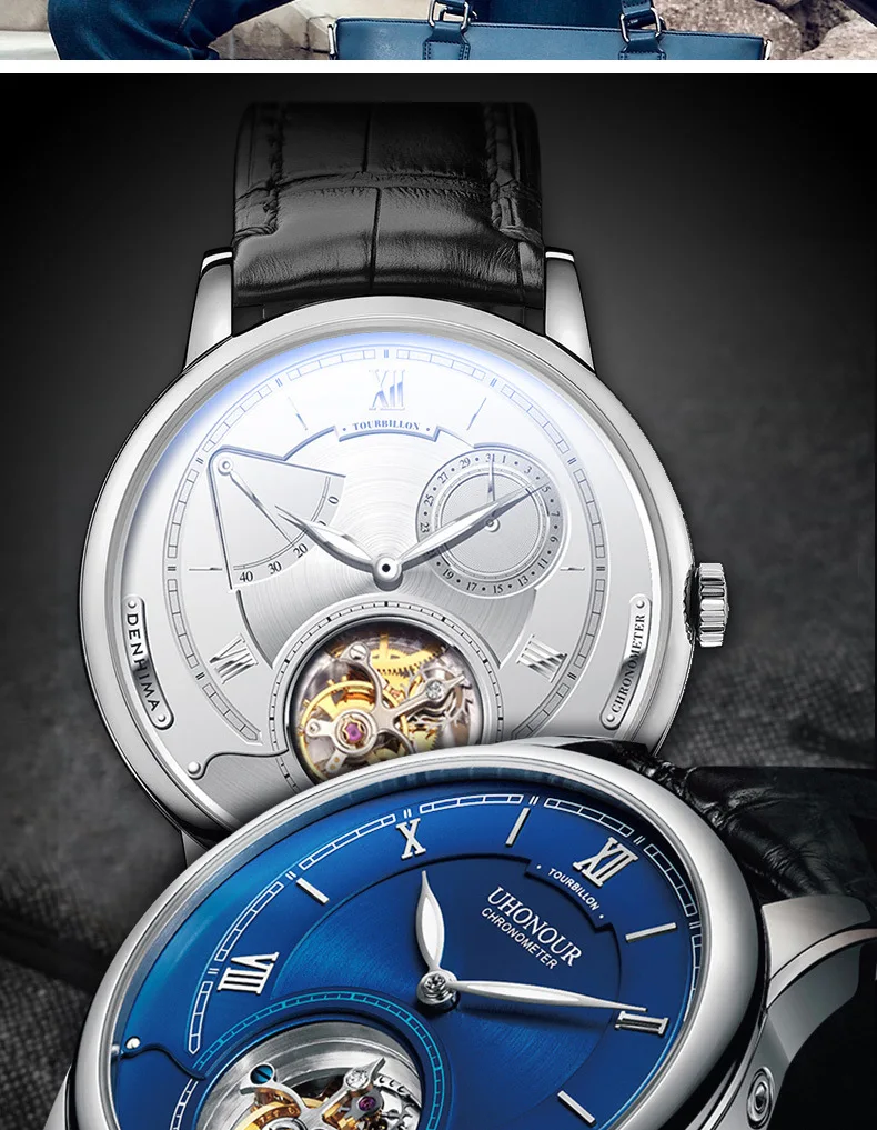 Switzerland Real Tourbillon оригинальные механические часы полые мужские часы большой циферблат пояс из крокодиловой кожи часы Мужские сапфировое зеркало