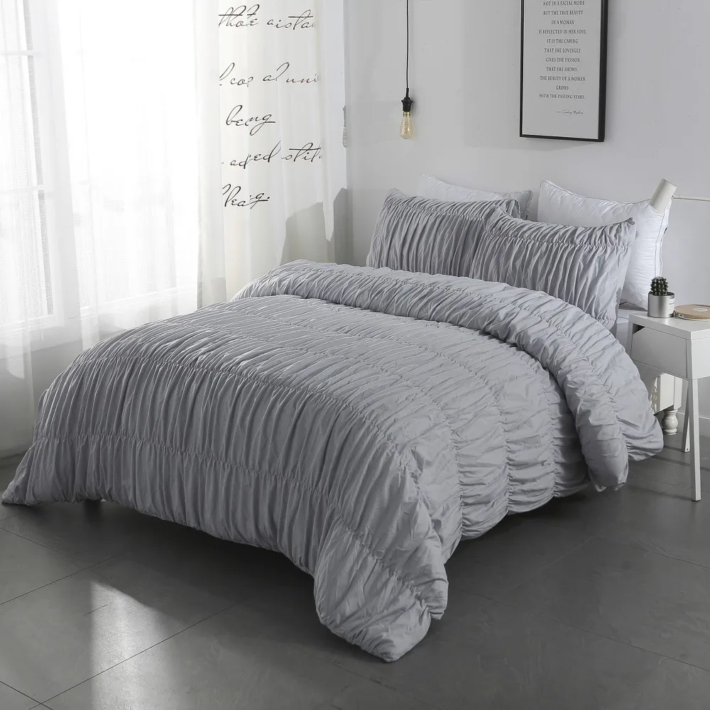 Bedroom Suite Craft White Grey Duvet Cover Pillowcase Queen/king Size Bedding Sets 02 | Дом и сад