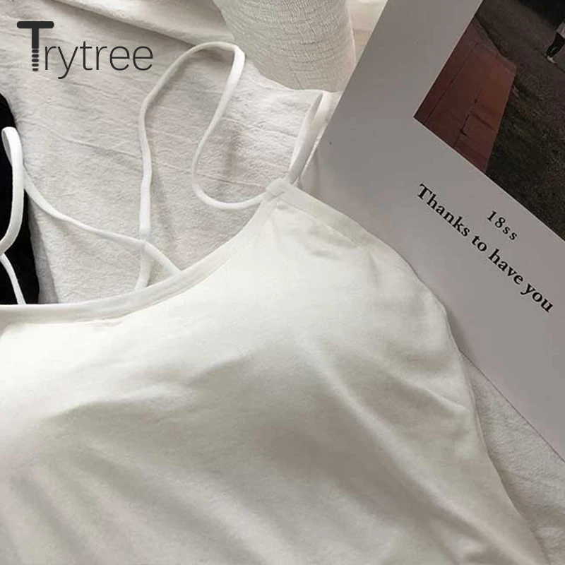 Trytree Майки Топы из модала Женские повседневные 3 цвета выдалбливают спины Топ