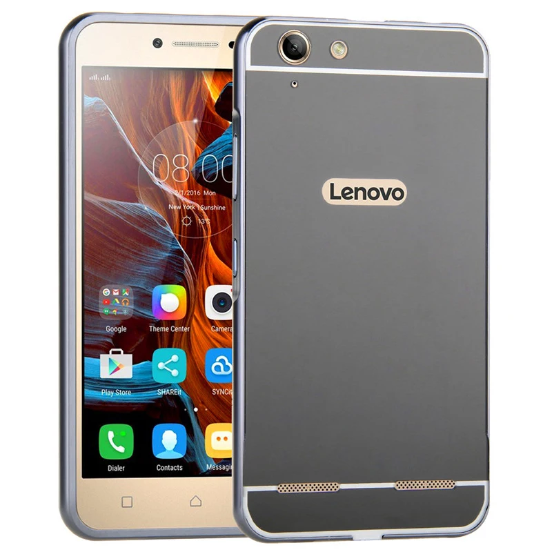 Чехол Lenovo Vibe K 5 K5 Plus с металлической рамкой и зеркальной задней крышкой жесткий