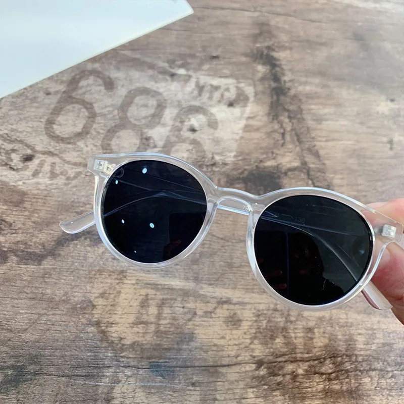 MYT_0116 Kids Sunglasses Boys And Girls Retro Children Sunglasses Round Sun Glasses Vintage Baby Oculos Retro Eyewear - Цвет линз: C8 Transparent Gray
