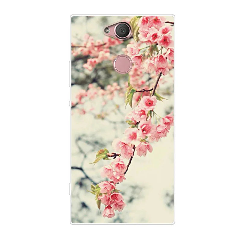 Phone Case For Sony Xperia XA2 Soft Silicone TPU Fashion Flower Painted Back Cover |