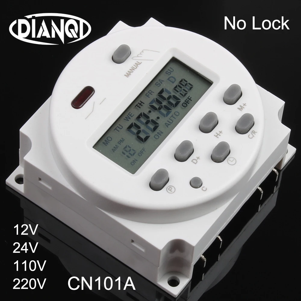 Без блокировки CN101A AC DC 12 В круглый цифровой ЖК-дисплей таймер питания Еженедельный программируемый электронный реле времени 8A до 16A CN101 еженедельно