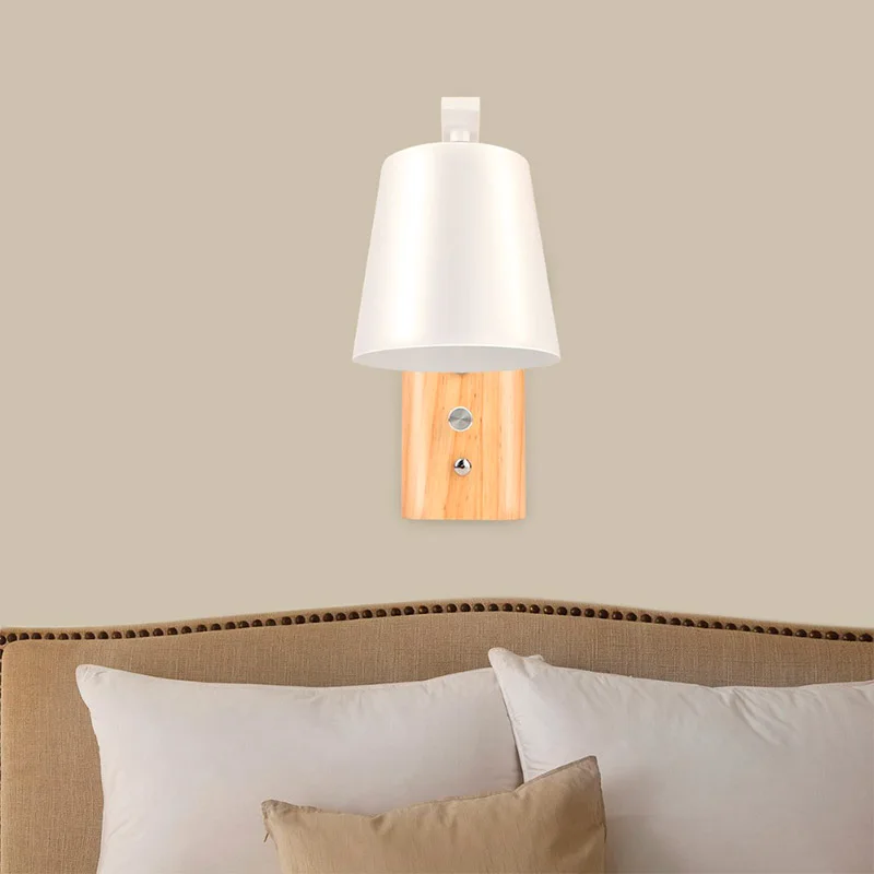 

Modern Simple Nordic Style Wood Art Wall Lamps Creative Modern Bedroom Bedside Balcony Aisle Porch Hotel Cafe Loft Wall Light