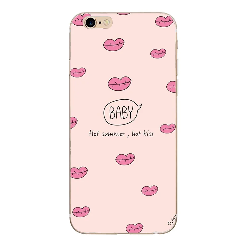 Lips Kisses Cases For iPhone 5 S Pretty Lady Case Soft Cute Kitty Flowers Capa Silicone X 8 Plus 6 5s se Cover |