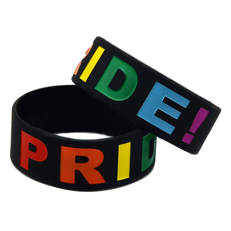 

OBH 25PCS Gay Pride Silicone Wristband One Inch Wide Debossed Rainbow Logo