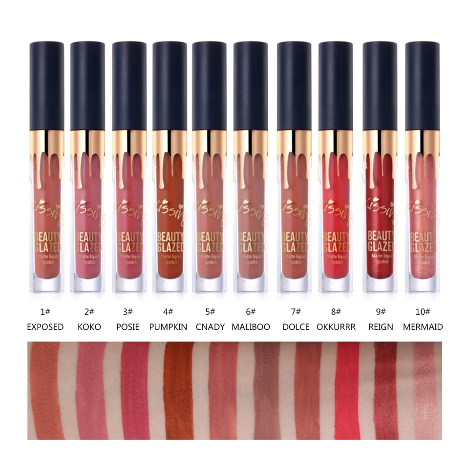 BEAUTY GLAZED Мерцающая Матовая жидкая помада блеск для губ сексуальные губы набор