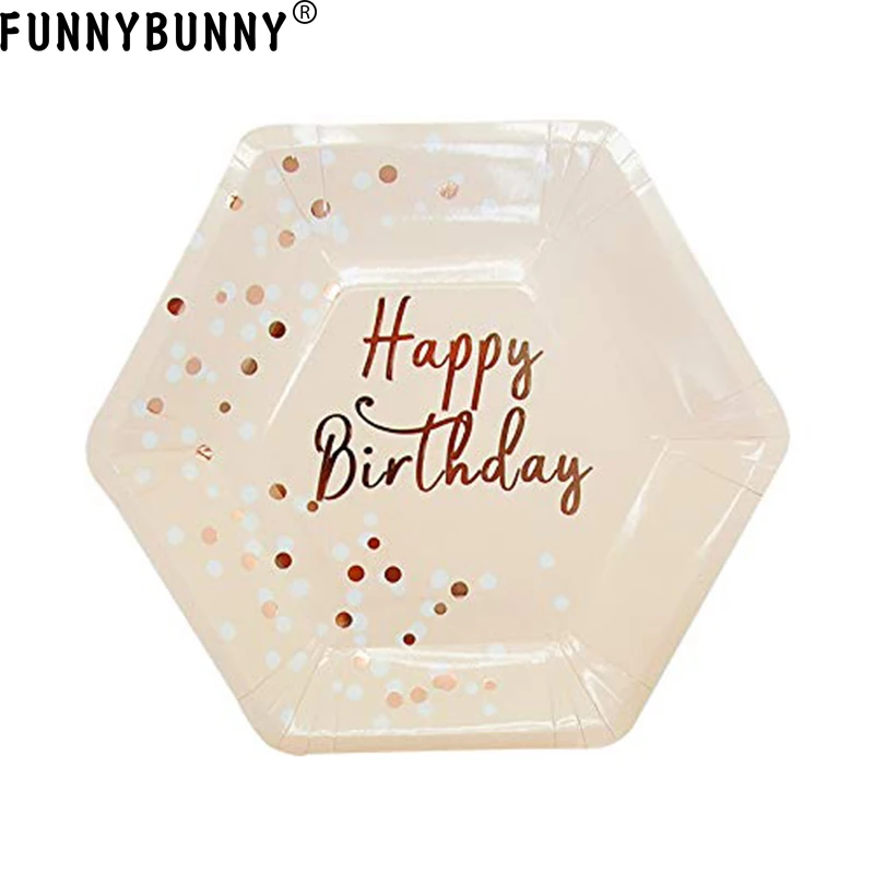 FUNNYBUNNY 8 шт розовые одноразовые бумажные десертные тарелки для девочек с днем