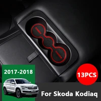 for skoda kodiaq 2017 2018 rubber mat car door groove gate slot mat anti slip pad cup mats sticker interior decoration accessory