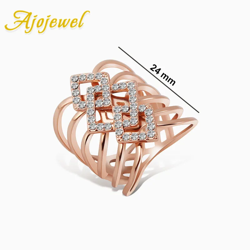 Ajojewel полые Дизайнерские Большие коктейльные кольца для женщин Стразы