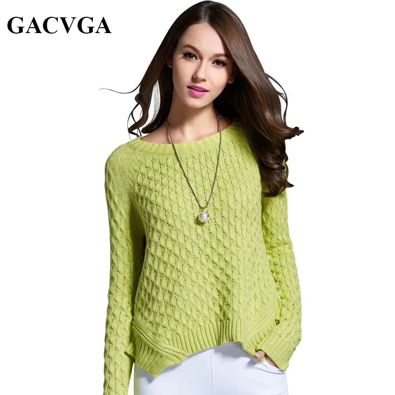

Бренд GACVGA женские свитера и пуловеры, Женский пуловер с асимметричным подолом, Модный трикотажный короткий Однотонный свитер, джемпер