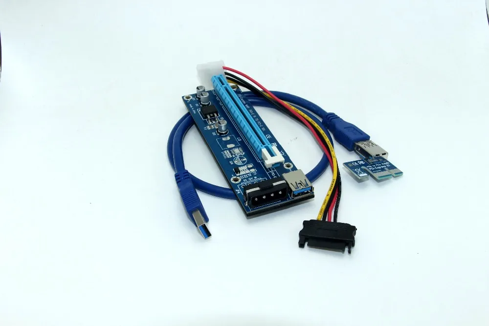 Pcie Pci-e Pci Express Riser Card 1x к 16x GPU Usb 3,0 удлинитель Riser X1 X16 адаптер для карт SATA 6Pin кабель питания шахтер