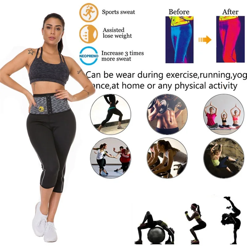 NINGMI Tummy Control Panties with Hook Waist Trainer Slimming Pants Neoprene Sauna Body Shaper Sport Leggings Shorts Butt Lifter