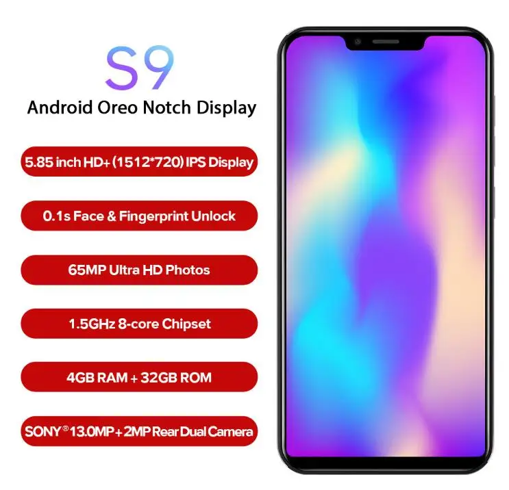 Оригинальный LEAGOO S9 4 Гб 32 GB 5 85 &quot19:9 HD + Android 8 1 4G Global смартфон MTK6750 ядра 13MP 8MP Камера