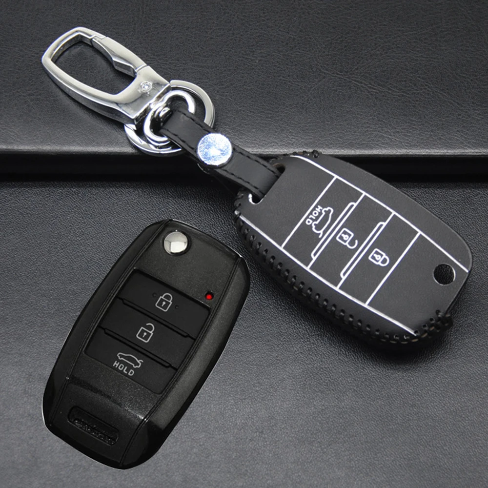 Кожаный чехол для автомобильного ключа OkeyTech ключей Kia Rio QL Sportage Ceed Cerato Sorento K2 K3 K4 K5