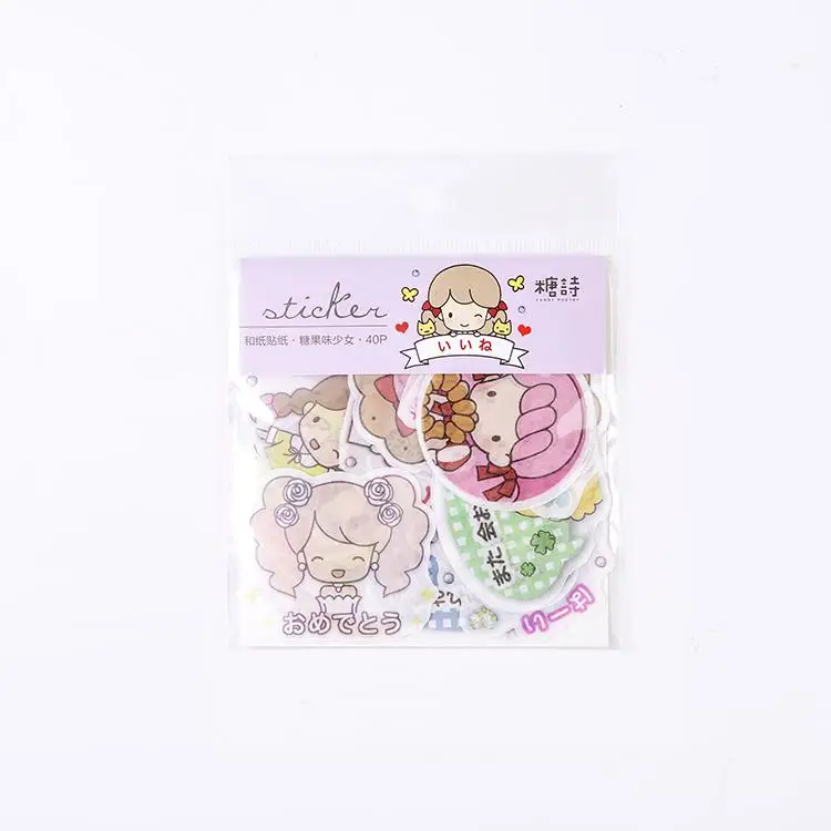 40 шт./лот, милый набор стикеров Васи, Kawaii, кот, мультяшная девочка, декоративная наклейка s Diy, этикетка для скрапбукинга, планировщика, альбома, журнала - Цвет: C