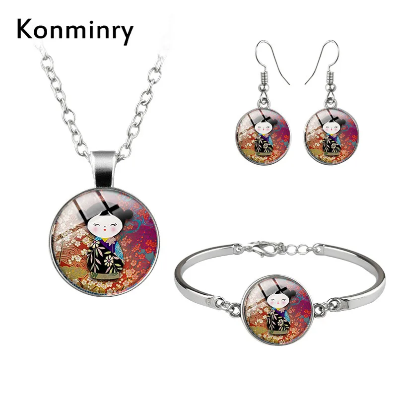Konminry милые серьги гвоздики Япония Kokeshi украшения для кукол наборы девушек и