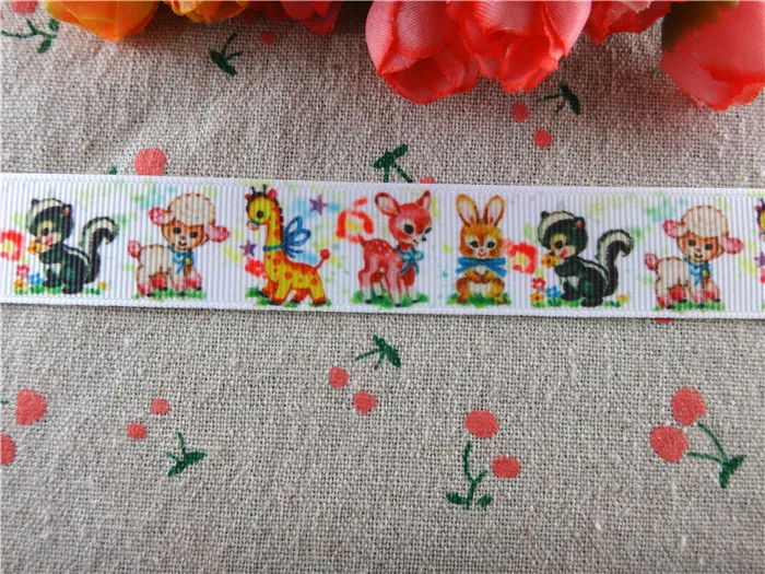 17010131 New arrival 7/8&quot (22mm) 10 yards/lot animals printed grosgrain ribbons cartoon ribbon DIY hair bows | Дом и сад
