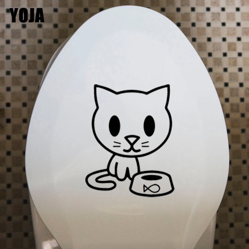 YOJA 17 6*22 3 см кошка кошачьих Голодные Pet любовь наклейки для унитаза домашний Декор