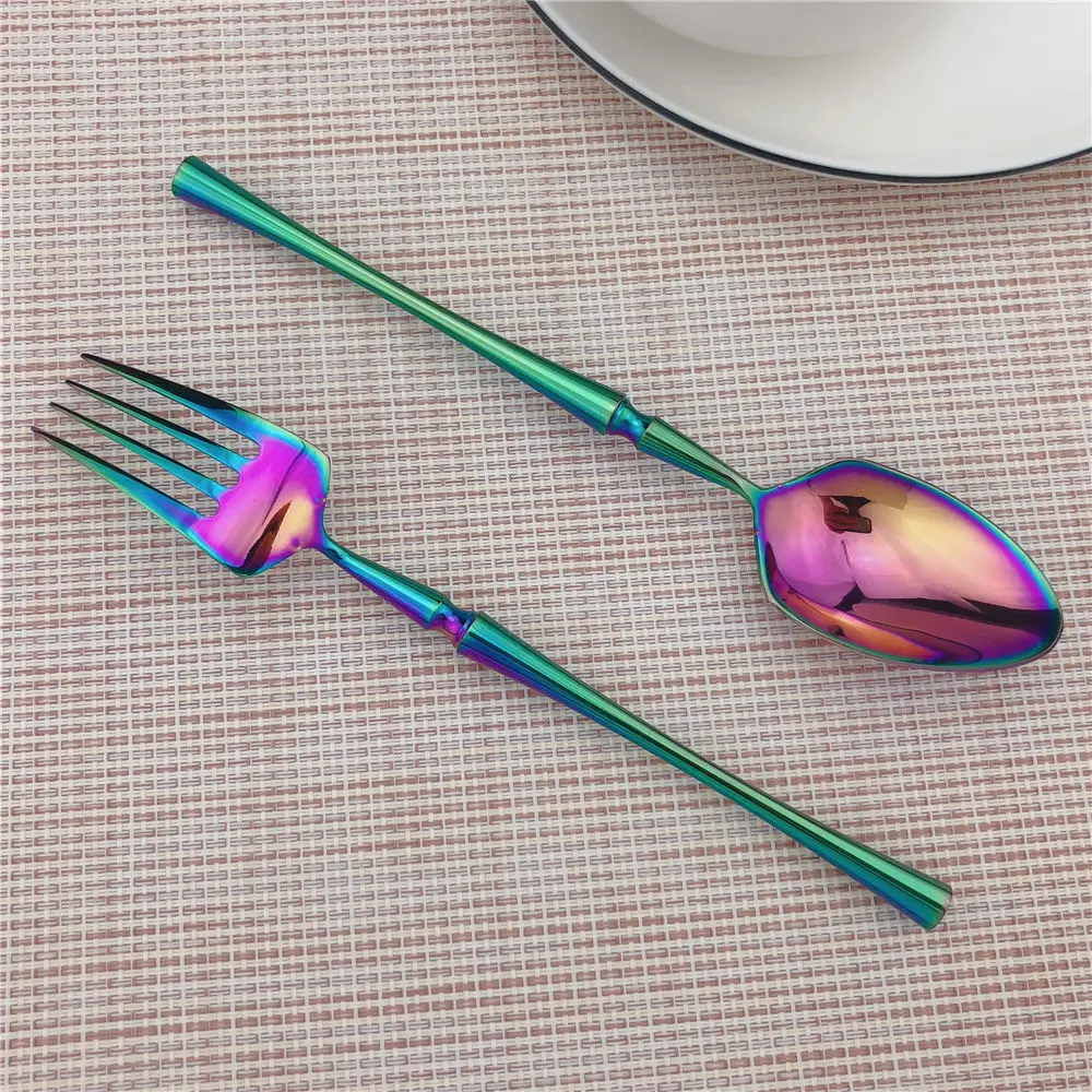 JASHII хит продаж набор столовых приборов из нержавеющей стали цвета радуги черный