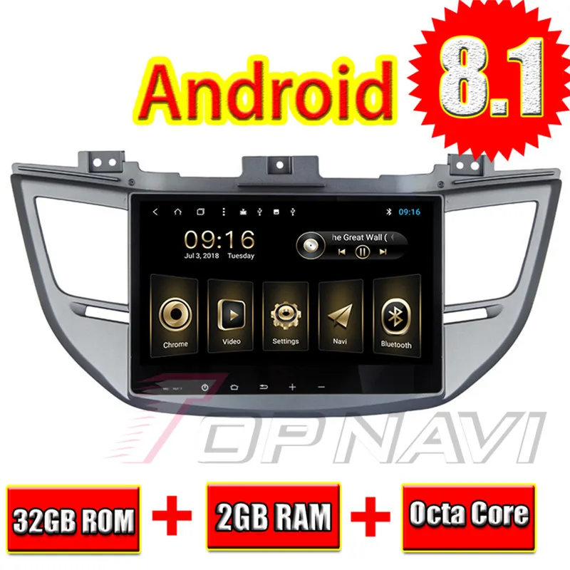 Автомобильный стерео для Hyundai Tucson 2014 2015 2016 GPS навигация 10 1 ''Android 8 Topnavi
