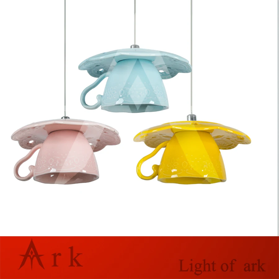 new Simple modern colorful coffee milk Tea cup led Pendant lights restaurant passage bedroom kitchen light ceramic lamp lighting | Лампы и