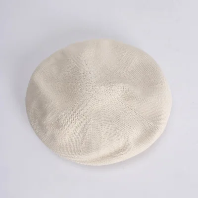 Beige Фуражка женская береты женские шляпы женские летние женский берет высокие модные шапки вязаные воздухопроницаемые береты шапки для женщин художник шляпа чистый цвет Французский Берет - Цвет: Beige