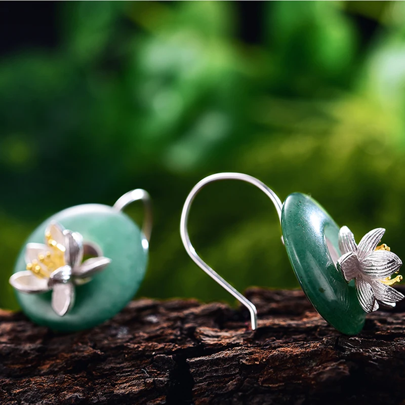 Lotus Fun Настоящее серебро 925 пробы натуральный камень креативное ювелирное изделие